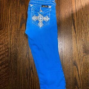 Size 8 Girls Miss Me Capri Pants Blue